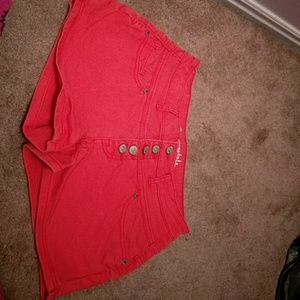 High Waisted Red Orange Shorts